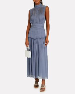 Shona Joy Kayla High Neck Midi Dress Blue Size 8 for rent on The Volte - image 1