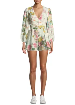 Zimmermann Heathers Linen Playsuit Garden Floral Size 1 / AU 10 for rent on The Volte - image 1