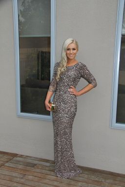 Custom sequined gold ball gown  for rent on The Volte - image 1