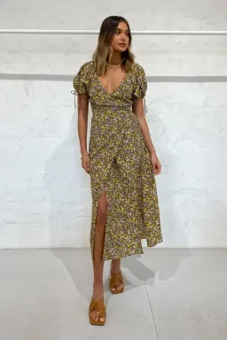 Bec & Bridge Maisie Silk Short Sleeve Midi Dress Print Size 8 for rent on The Volte - image 1