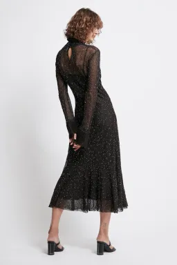 Aje Rebellion Embellished Frill Midi Dress Onyx Size 8 for rent on The Volte - image 3