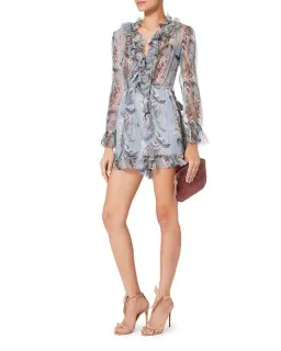 Zimmermann Winsome Ruffle Playsuit Sky Sunbleach Floral Size 8 for rent on The Volte - image 1