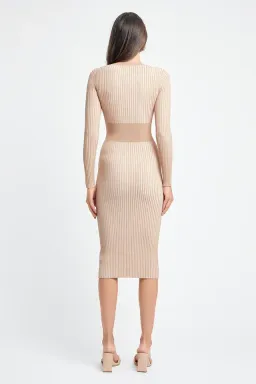 Kookai Sadie Crew Neck Belted Dress Natural Size 1 for rent on The Volte - image 3