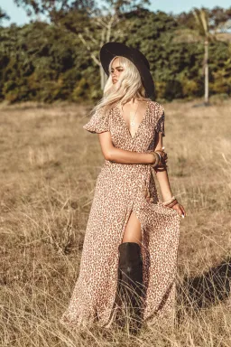 Coven & Co Feline Wrap Dress Leopard Print Size 6 for rent on The Volte - image 1