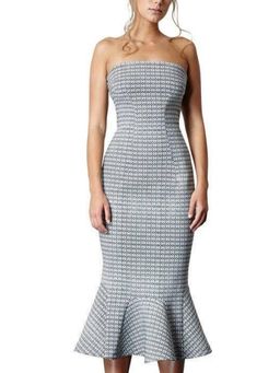 By Johnny Raffia Drop Flair Strapless Dress Print Size 8 for rent on The Volte - image 1