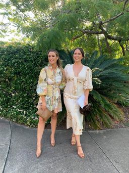 Shona Joy Sundance Tie Front Bias Midi Dress Tan Size 10 for rent on The Volte - image 2