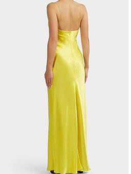 Rasario Draped Silk Slip Dress Yellow Size 6 for rent on The Volte - image 4