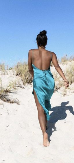 Turquoise Lane The Slinky Slip Midi Dress Teal Size 10 for rent on The Volte - image 3