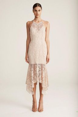 Shona Joy Highneck Handkerchief Midi Nude Size 8 for rent on The Volte - image 1