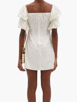 Rat & Boa Off-the-shoulder Metallic Fil Coupé Mini Dress White Size 6 for rent on The Volte - image 4