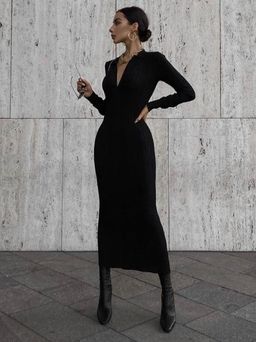 Manning Cartell Split Screen L/S Knit Dress Black Size 8 for rent on The Volte - image 1
