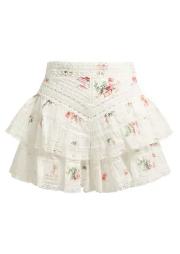 Zimmermann Heathers Pintuck Lace Bikini Top and Frill Shorts Set Print Size 0 for rent on The Volte - image 3