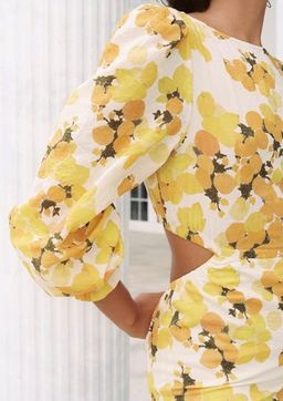 Peony Citrus Hi Neck Cut Out Dress Print Size 10 for rent on The Volte - image 2