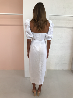 JOSLIN STUDIO HARLOW LINEN WRAP SKIRT & TOP IN OPTICAL WHITE SIZE  for rent on The Volte - image 2