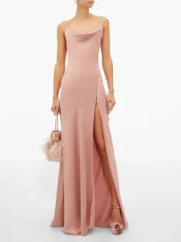 Jonathan Simkhai Cowl Neck Charmeuse Slip Dress Pink Size 6 for rent on The Volte - image 2