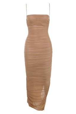 House of CB Fornarina Tan Organza Mesh Maxi Dress Nude Size 12 for rent on The Volte - image 4