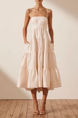 Shona Joy Elsa Tiered Midi Dress White NOT AVAILABLE  for rent on The Volte - image 1