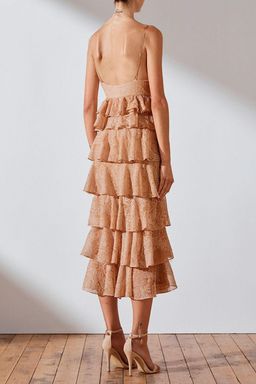 Shona Joy Monroe Tiered Midi Dress Nude Size 8 for rent on The Volte - image 3