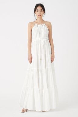 Aje Banksia Tiered Maxi Dress White Size 6 for rent on The Volte - image 1
