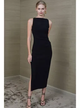 Bec & Bridge Arlette Tuck Midi Dress Black Size AU 6 for rent on The Volte - image 1