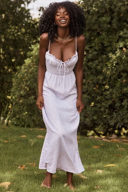  House of CB Janelle Shirred Ankle Maxi Dress Lilac Floral Size 14 for rent on The Volte - image 5