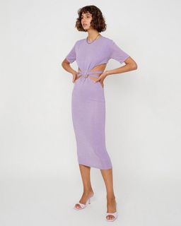 Suboo Asha Lurex Cut Out Midi Dress Purple Size 6 for rent on The Volte - image 3