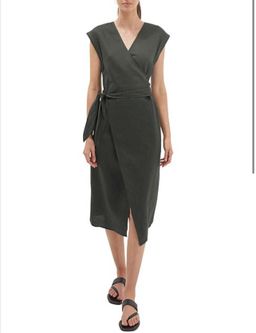 Saba Jasmine Linen Wrap Dress Green Size 6 for rent on The Volte - image 2