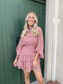 Shona Joy Olympia Long Sleeve Mini Dress Pink Size 8  for rent on The Volte - image 5