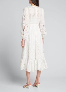 Zimmermann Lulu Scallop Midi Dress Ivory Size 8 for rent on The Volte - image 2