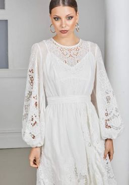 Zimmermann Lulu Scallop Midi Dress Ivory Size 8 for rent on The Volte - image 3