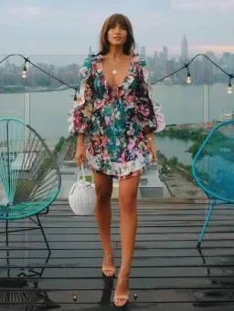 Zimmermann Allia Spliced Short Dress Floral Size 2/ Size 12 for rent on The Volte - image 1