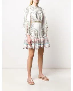 Zimmermann Peggy Embroidered Dress White Emroidered Size 12  for rent on The Volte - image 1