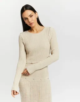 Christopher Esber Deconstruct Long Sleeve Knit Dress Cream Size 6 for rent on The Volte - image 2