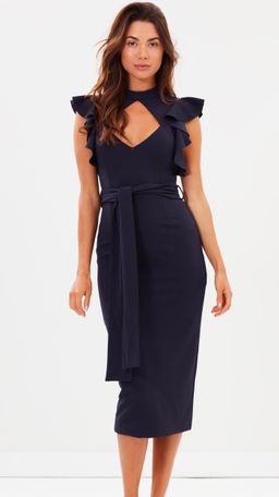 Pasduchas Pow Wow Midi Dress Navy Size 10  for rent on The Volte - image 1