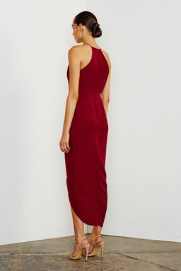 Shona Joy - Core high Neck Ruched Dress - Burgundy  for rent on The Volte - image 2