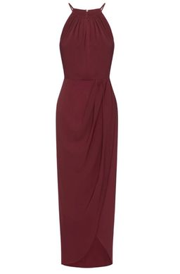 Shona Joy - Core high Neck Ruched Dress - Burgundy  for rent on The Volte - image 3
