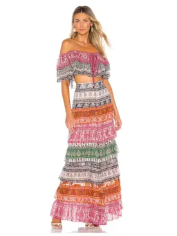 Zimmermann Amari Tiered Crop and Maxi Skirt Set Multi Size 1 / AU 10 for rent on The Volte - image 1