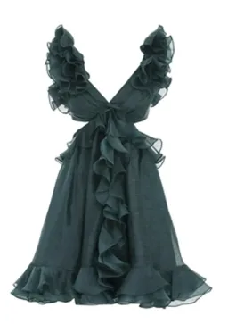 Zimmermann Ladybeetle Ruffle Mini Dress Green Size 0P / Au 6 for rent on The Volte - image 3