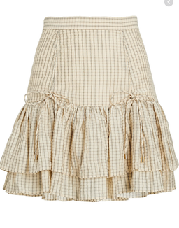 SIGNIFICANT OTHER - Creme plaid ruffled mini skirt (Size 6) for rent on The Volte - image 2