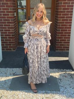 Zimmermann Pleated Bodice Size 2/Au 12 and Midi Skirt Size 1/ AU 10 Set Print  for rent on The Volte - image 1