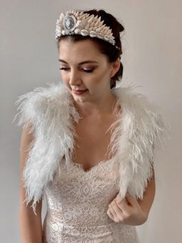 When Freddie Met Lilly Ostrich Shrug Off White One Size for rent on The Volte - image 2