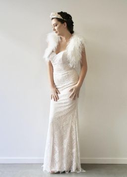 When Freddie Met Lilly Ostrich Shrug Off White One Size for rent on The Volte - image 1