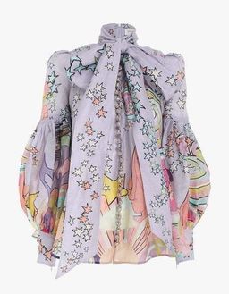 Zimmermann Concert Tie Neck Blouse Lilac Collage Size 1 / Au 10 for rent on The Volte - image 5