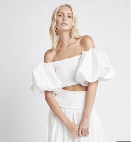 Aje White Cascade Cropped Top (White) Size 8 for rent on The Volte - image 1