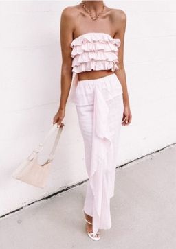 Ess The Label Blush Ruffle Linen Set Pink Size AU  6 for rent on The Volte - image 1