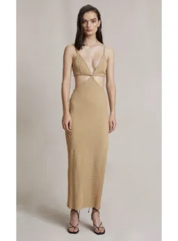 Bec & Bridge Selene V Maxi Dress Camel Size AU 6 for rent on The Volte - image 1