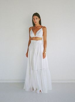 Joslin Linen Ramie Maxi Skirt & Oaklynn Linen Bralette Size 6  for rent on The Volte - image 1