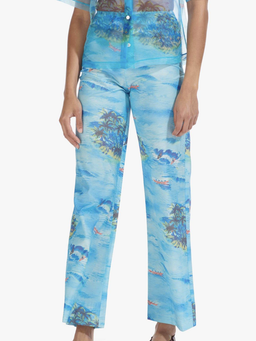 "Staud" Blue island pant/crop set, tropical print, size 10 for rent on The Volte - image 2