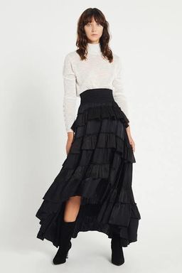 Aje El Paso Tiered Maxi Skirt Black Size 10  for rent on The Volte - image 1