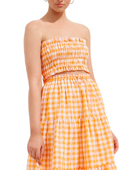 Steele Paradise Crop and Erika Skirt Set Papaya Check Print Size 10 for rent on The Volte - image 2